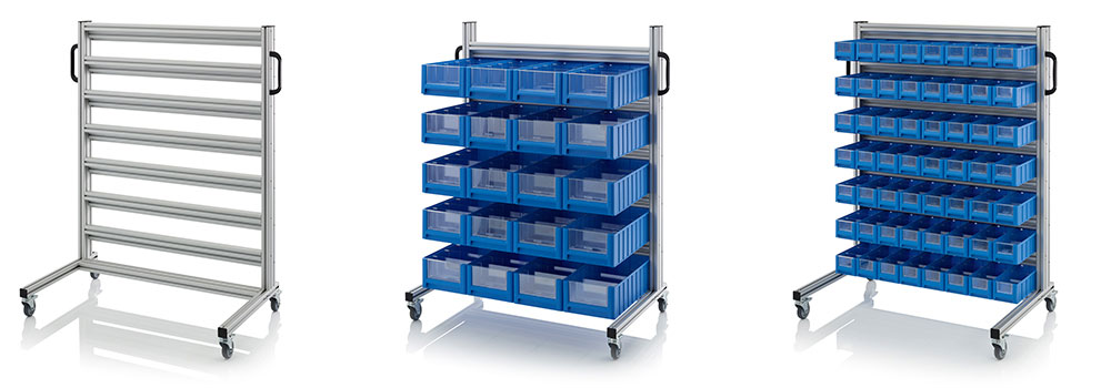 AUER Packaging System trolleys for rack boxes Title image