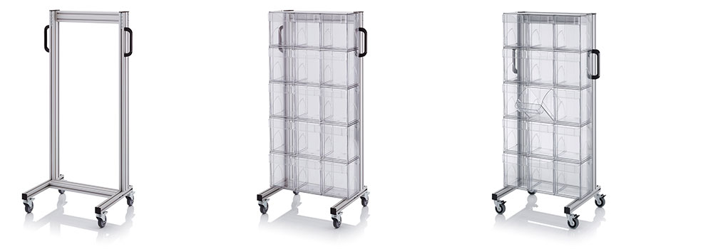 AUER Packaging System trolleys for tipping boxes Title image