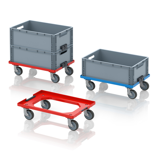 AUER Packaging Stabilność podczas transportu: kompaktowy wózek transportowy z systemem łączenia
