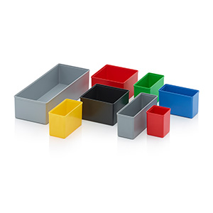 Insertable bins for assortment boxes