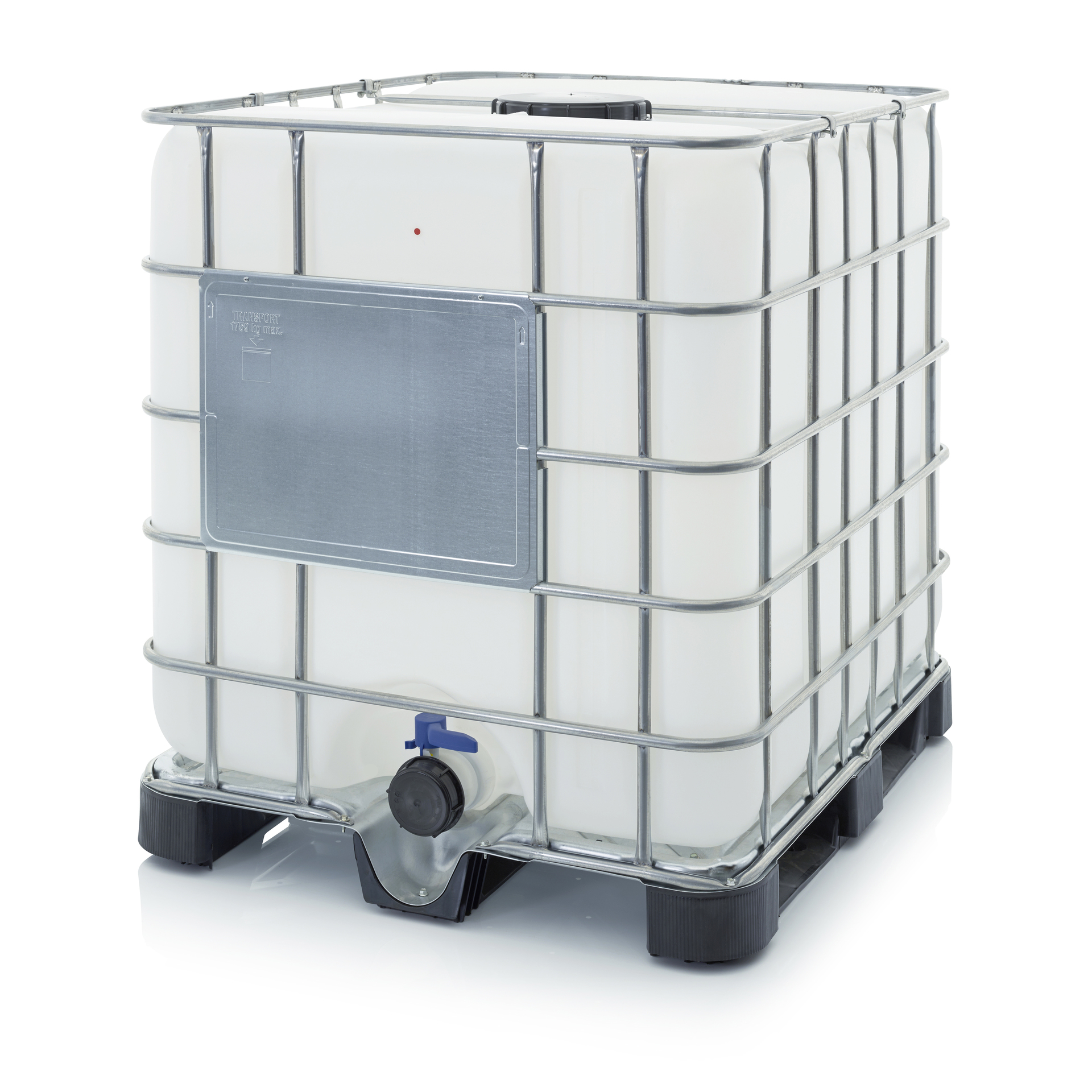 IBC container with plastic pallet