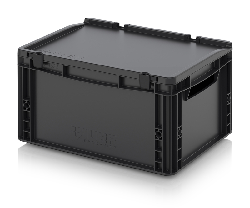 Bacs Euro ESD avec couvercle à charnières ESD ED 43/22 AUER Packaging Bacs Euro ESD avec couvercle à charnières ESD ED 43/22