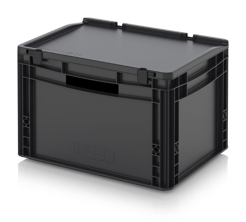 AUER Packaging Bacs Euro ESD avec couvercle à charnières ESD ED 43/27 HG HO