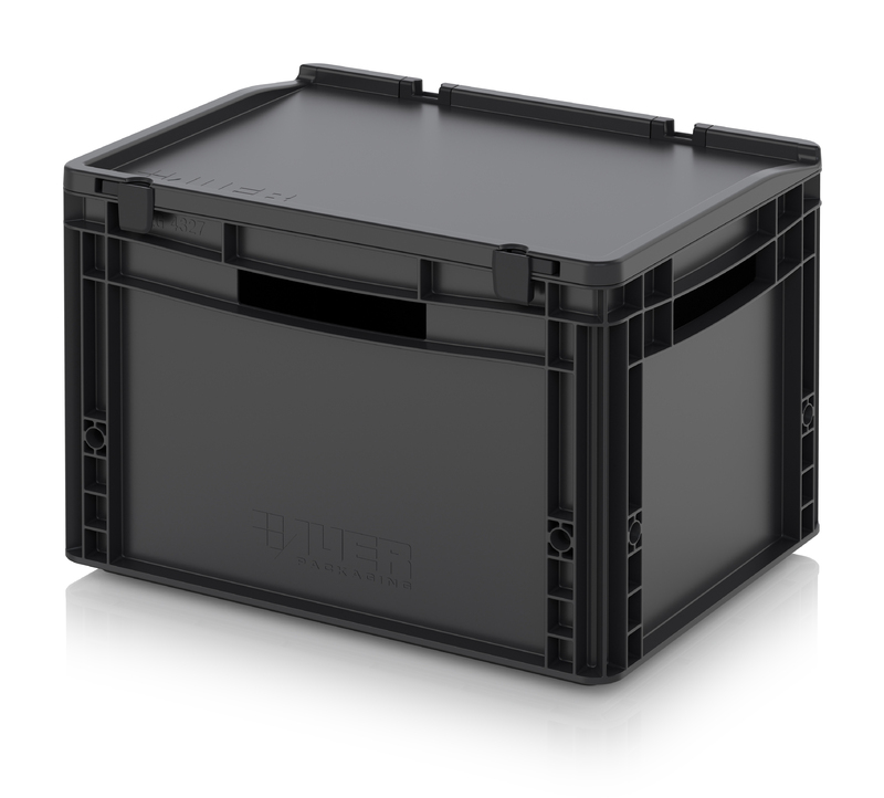 AUER Packaging Bacs Euro ESD avec couvercle à charnières ESD ED 43/27 HO