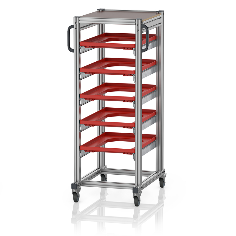 AUER Packaging Chariots système pour bacs Euro 60 x 40 Hauteur 134 cm SE 134 64 U.2