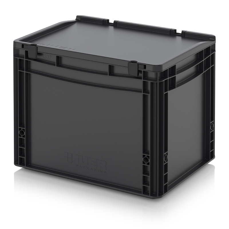 AUER Packaging Contenitori Euro ESD con coperchio con cerniere ESD ED 43/32 HG