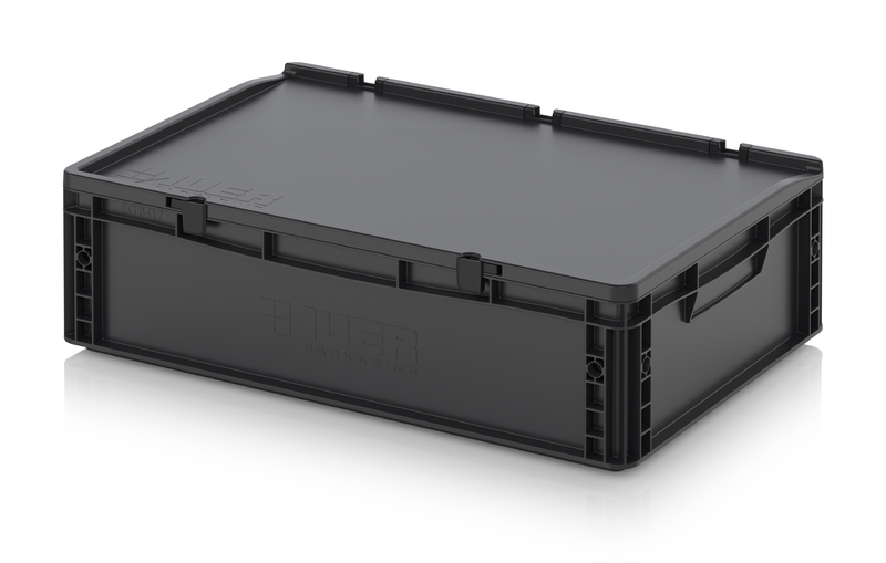 Contenitori Euro ESD con coperchio con cerniere ESD ED 64/17 HG AUER Packaging Contenitori Euro ESD con coperchio con cerniere ESD ED 64/17 HG