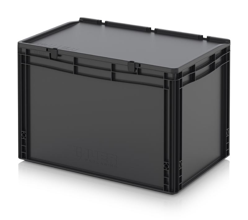 Contenitori Euro ESD con coperchio con cerniere ESD ED 64/42 HG AUER Packaging Contenitori Euro ESD con coperchio con cerniere ESD ED 64/42 HG