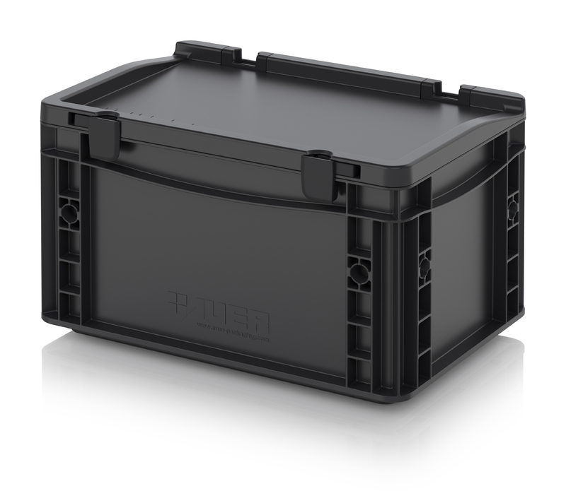 Eurocontenedor ESD con tapa y bisagras ESD ED 32/17 HG AUER Packaging Eurocontenedor ESD con tapa y bisagras ESD ED 32/17 HG