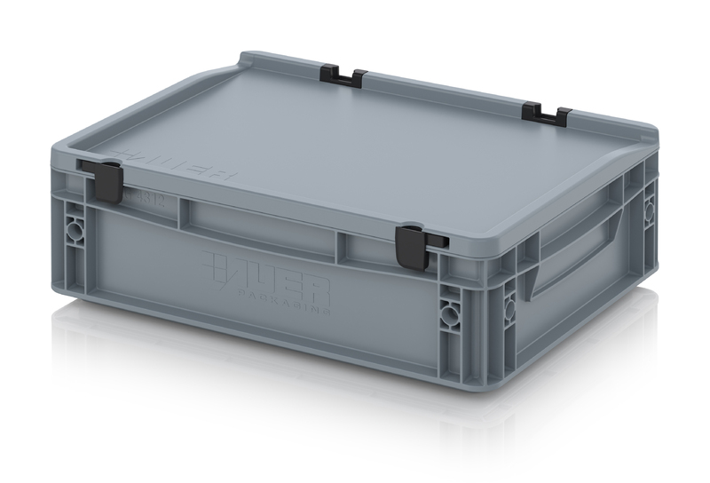 AUER Packaging Eurocontenedor con tapa y bisagras ED 43/12 HG