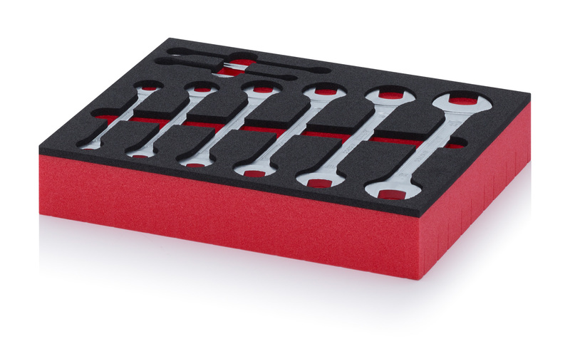 AUER Packaging Insert en mousse Blocs tiroirs pour boîtes à outils Insert en mousse avec clé à double fourche