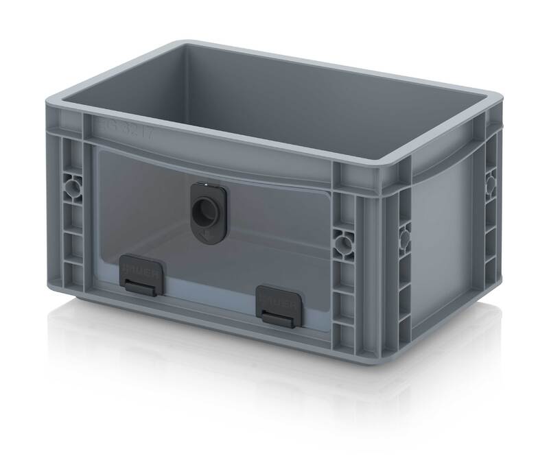 Opbergbakken met open venster in euroformaat met doorkijkvenster van acrylglas EG SKL 32/17 HG AUER Packaging Opbergbakken met open venster in euroformaat met doorkijkvenster van acrylglas EG SKL 32/17 HG
