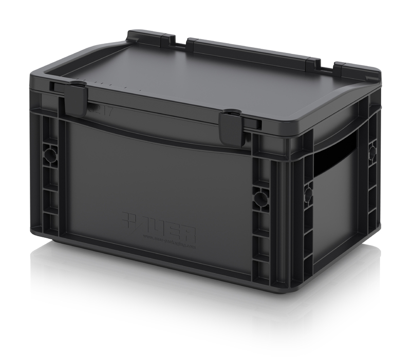 AUER Packaging Pojemniki Euro ESD z pokrywą z zawiasami ESD ED 32/17