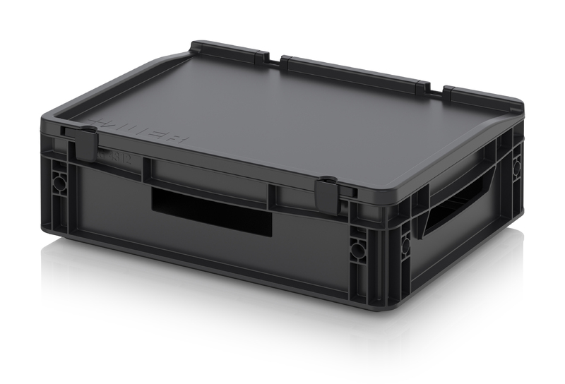 AUER Packaging Pojemniki Euro ESD z pokrywą z zawiasami ESD ED 43/12 HO