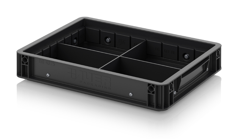 AUER Packaging Recipiente Euro ESD com divisórias transversais e longitudinais ESD EG GEF QLT 4375 HG