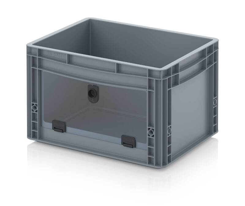 AUER Packaging Sichtlagerkästen im Euroformat mit Acrylglas-Sichtklappe EG SKL 43/27 HG