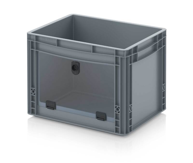 AUER Packaging Sichtlagerkästen im Euroformat mit Acrylglas-Sichtklappe EG SKL 43/32 HG