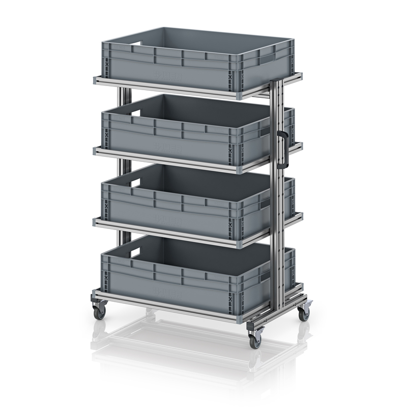 AUER Packaging Systeemwagens voor euroboxen van 80 x 60 cm, hoogte 134 cm, niet uitschuifbaar EG SW 134-1 8622