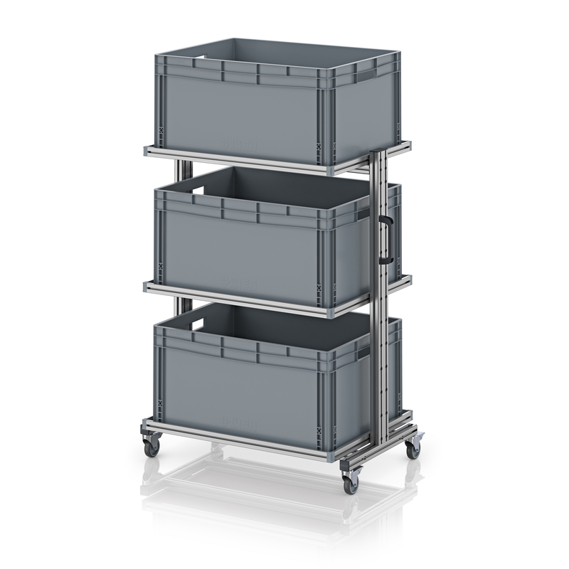 AUER Packaging Systeemwagens voor euroboxen van 80 x 60 cm, hoogte 134 cm, niet uitschuifbaar EG SW 134-1 8642
