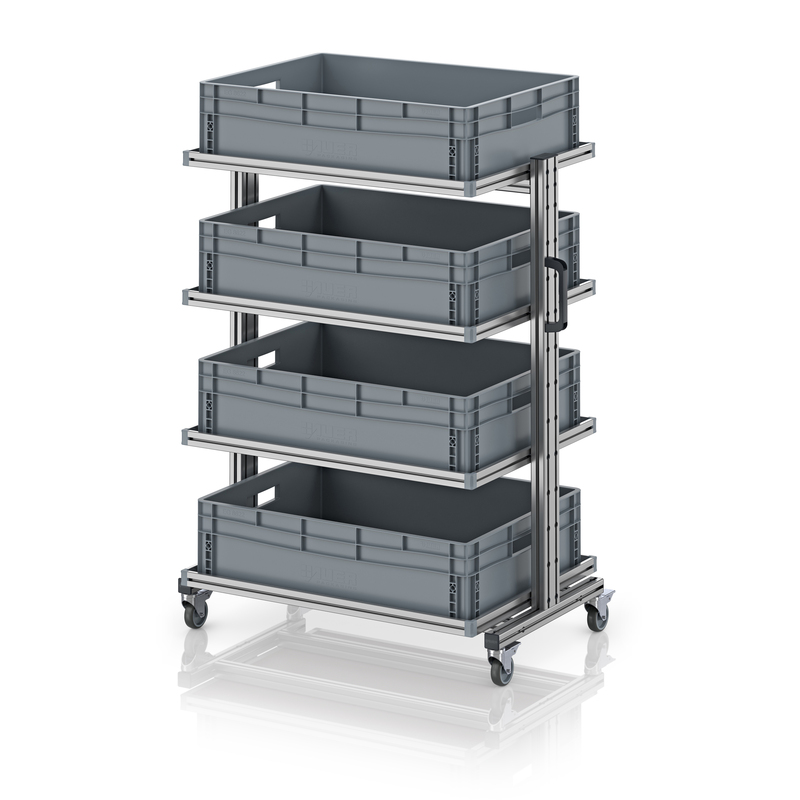 AUER Packaging System trolley for Euro containers 80 × 60 × 134 cm, without drawer EG SW 134-1 8622