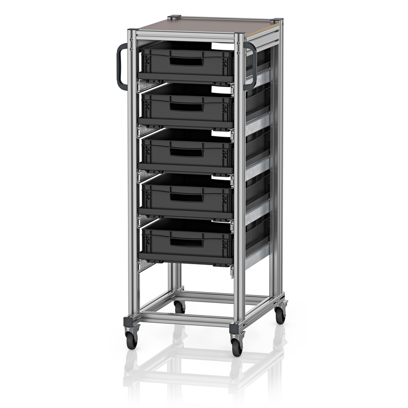 AUER Packaging Wózki systemowe ESD do pojemników Euro 60 x 40 Wysokość 134 cm ESD SE 134 6412.2