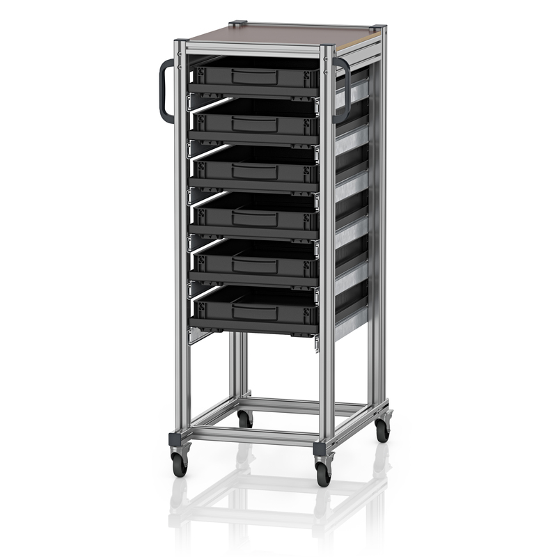 AUER Packaging Wózki systemowe ESD do pojemników Euro 60 x 40 Wysokość 134 cm ESD SE 134 6475.2