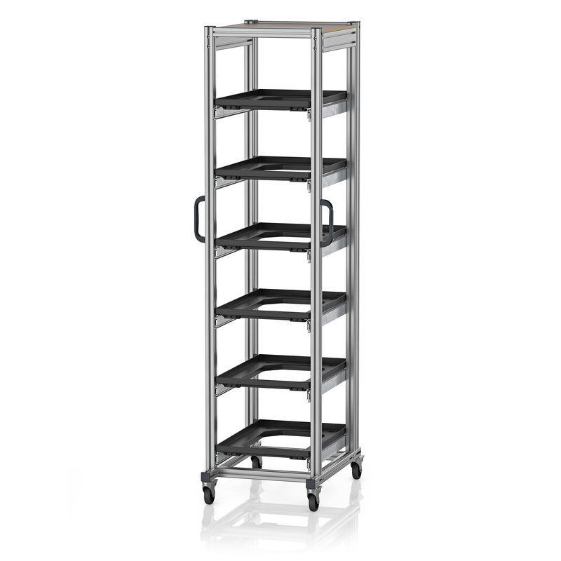 AUER Packaging Wózki systemowe ESD do pojemników Euro 60 x 40 Wysokość 200 cm ESD SE 200 64 U.2