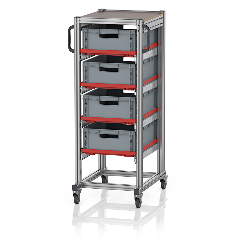 AUER Packaging Wózki systemowe do pojemników Euro 60 x 40 Wysokość 134 cm SE 134 6417.2