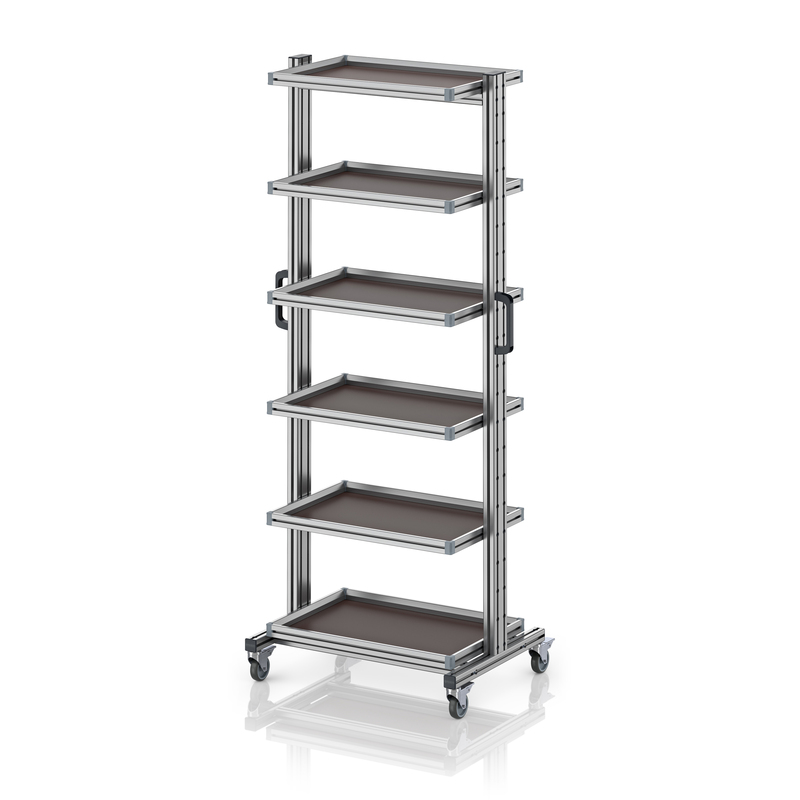 AUER Packaging Wózki systemowe do pojemników Euro 60 x 40 wysokość 200 cm bez wyciągu EG SW 200-1 64 U